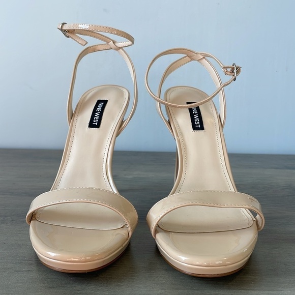 Nine West, beige strappy ankle wrap stiletto heels, women’s 8.5 - Picture 2 of 6